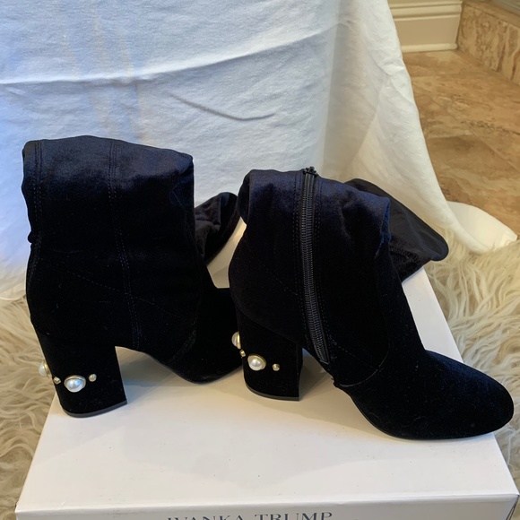 Ivanka Trump Velvet Heeled Thigh High Boots - Picture 1 of 8